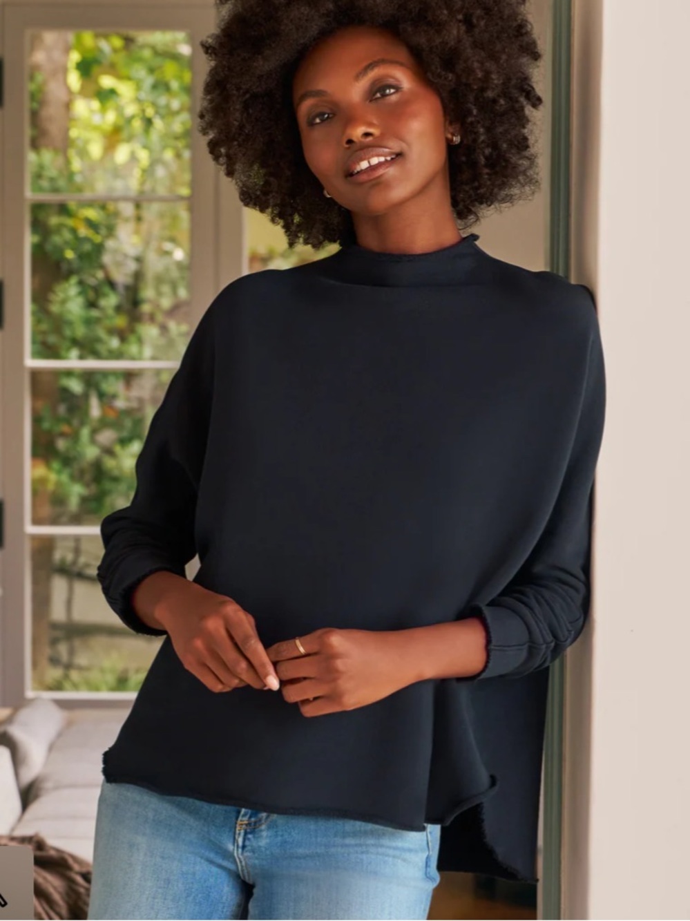 FRANK & EILEEN EFFIE Long-Sleeve Funnel Neck Capelet